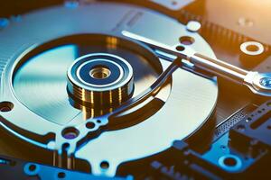 a close up of a hard drive with a wren. AI-Generated photo
