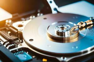 a hard drive is being connected to a computer. AI-Generated photo