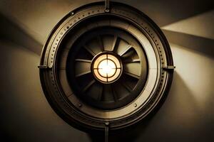 a circular light fixture on a wall. AI-Generated photo