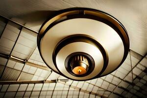 a light fixture in a ceiling with a circular design. AI-Generated photo