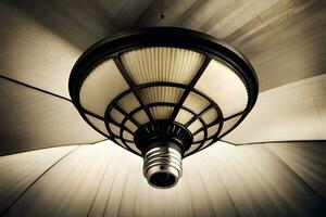 a light fixture in a building with a dark background. AI-Generated photo