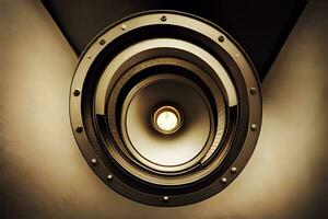 a circular light fixture is shown in a room. AI-Generated photo