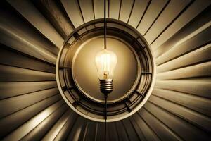 a light bulb is shining in a circular shape. AI-Generated photo