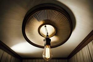 a light bulb is hanging from the ceiling. AI-Generated photo