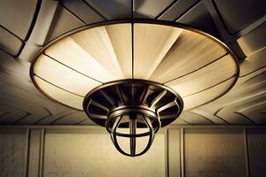 a light fixture in a room with a ceiling. AI-Generated photo