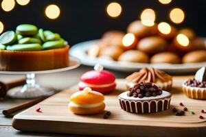 a table with various desserts and pastries. AI-Generated photo