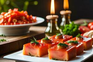 a plate of food with meat and vegetables. AI-Generated photo