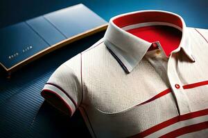 a white and red striped shirt with a red and white pocket. AI-Generated photo