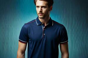 a man in a blue polo shirt. AI-Generated photo