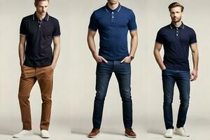 men's polo shirts in different colors. AI-Generated photo