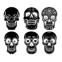 Drawing of silhouette human skulls. vector