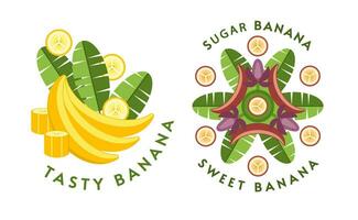 Set of logos with yellow, red bananas vector