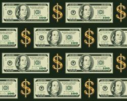 Horizontal pattern with 100 dollar bills vector