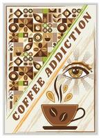 Poster with coffee, eye, abstract geometric shapes vector