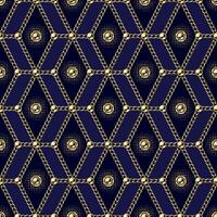 Geometric pattern with hexagons, golden chains vector