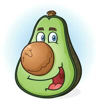 A smiling green avocado cartoon character with a big round pit for a nose vector clip art