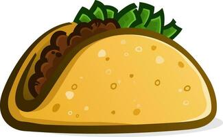 un sencillo taco dibujos animados vector acortar Arte dibujo con un blanco lado