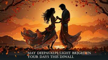 May Deepavali's light brighten your days this Diwali. Greeting indian holdiday card. photo