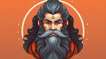 Lord Rama with beard and moustache. Vector illustration. photo