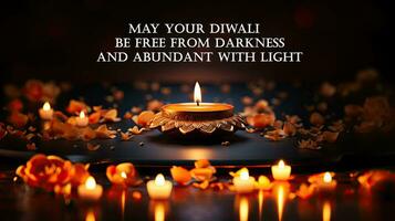 May your Diwali be free from darkness and abundant with light. Greeting indian holdiday card. photo