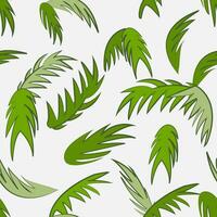 Natural pattern. Seamless vector pattern with green palm leaves on a light background