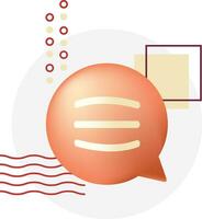 Vector illustration of a 3D bubble with 2D decorations. Chat symbol, messages, notifications, communication, social network