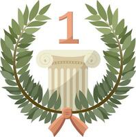 Vector illustration of leadership, winner, first place. A wreath of laurel leaves, a marble column and a red unit.Vector illustration of leadership, winner, first place. A wreath of laurel leaves.