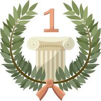 Vector illustration of leadership, winner, first place. A wreath of laurel leaves, a marble column and a red unit.Vector illustration of leadership, winner, first place. A wreath of laurel leaves.