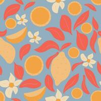 Groovy lemons hand drawn seamless pattern. Vector illustration