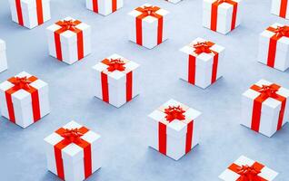 Gift boxes with red ribbon background photo