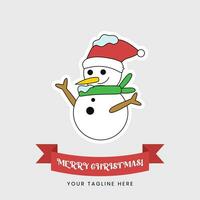 Cartoon Snowman Icon With Outline vector