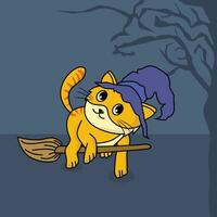 Halloween Cute Cat Walking Onwards vector