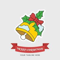 Cartoon Christmas Bell Icon With Outline vector