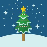 Sparkling Cartoon Christmas Tree Vector With Snow