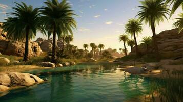 green desert oasis lush ai generated photo