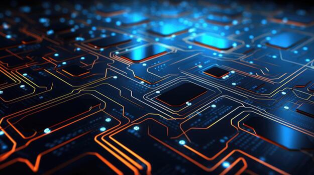 computer wireframe circuitry abstract ai generated photo