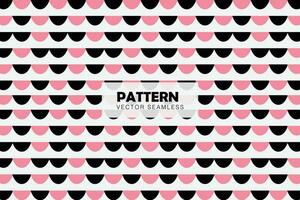 Semi circle pink and black geometric shape seamless repeat pattern vector