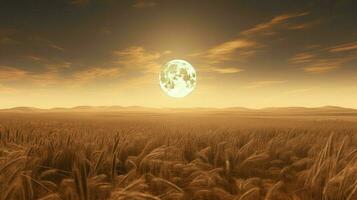 night prairie harvest moon ai generated photo