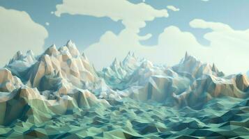 background voxel mountain landscape ai generated photo