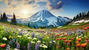nature vibrant wildflower meadows ai generated photo