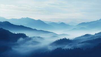 sky misty mountain morning ai generated photo