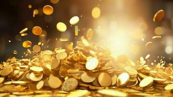 cash gold coin explosion ai generated photo