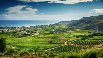 landscape cyprus vineyards terraced ai generated photo