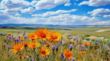 bloom steppe wildflower blooms ai generated photo