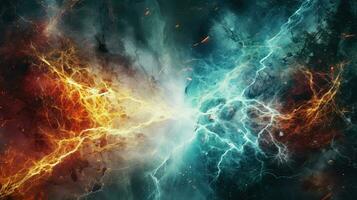 explosion lightning collision powerful ai generated photo