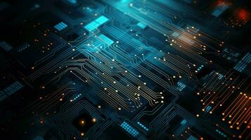 digital technology circuit lines ai generated photo