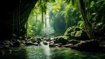 bosque beliceño selva prístino ai generado foto