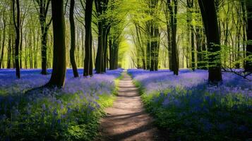natural bluebell carpet forest ai generated photo