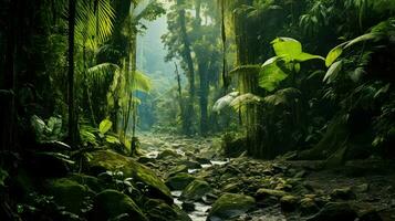 hermosa trópico bosque paisaje ai generado foto