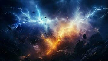 explosion lightning collision powerful ai generated photo